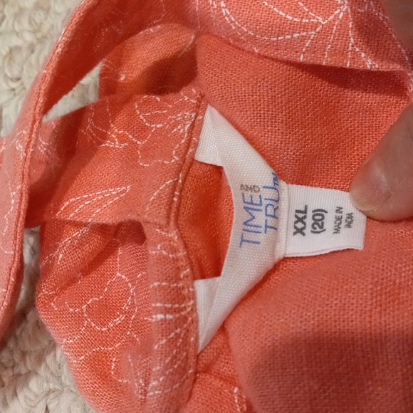 Preppy Beach Picnic Summer Printed Pink Linen Sundress Flowy Midi Plus Size Boho - Picture 10 of 13